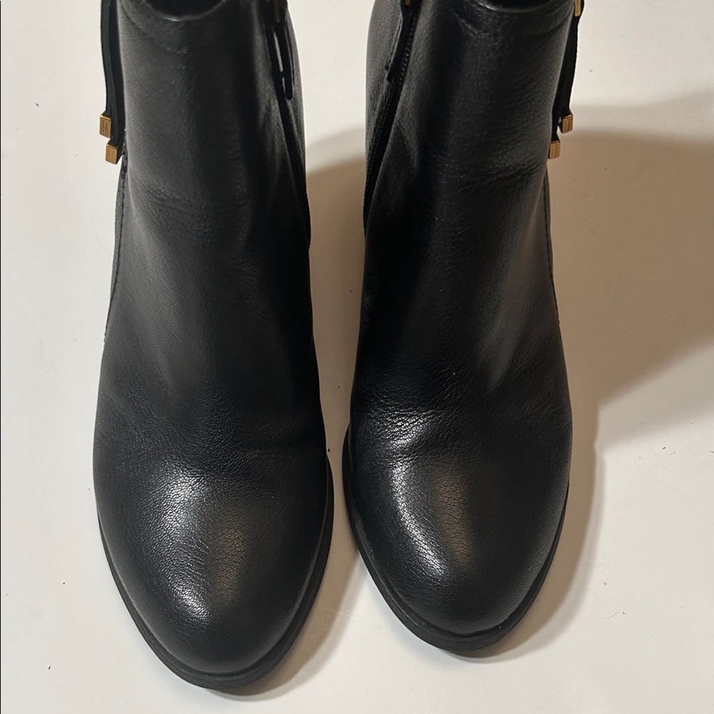 Franco Sarto Black Ankle Booties with Gold Zipper - Picture 7 of 10